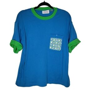 Vintage 80s American Sportif Double Layered Pocket Tee T-Shirt Blue Green
